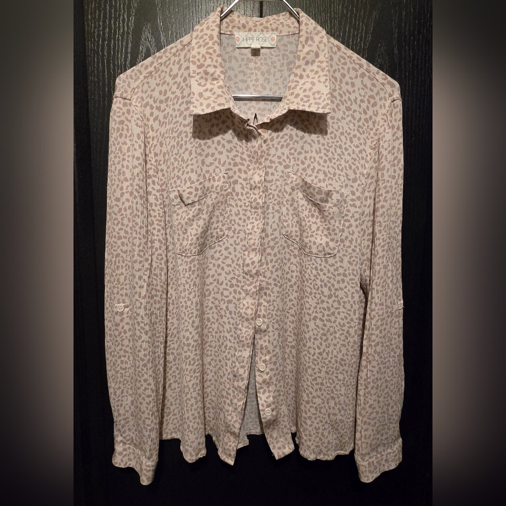 Animal Print Blouse TopButton Down